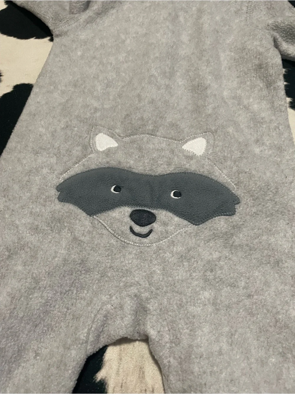 2/$12 Grey “Little Bandit” Fleece Jumpsuit